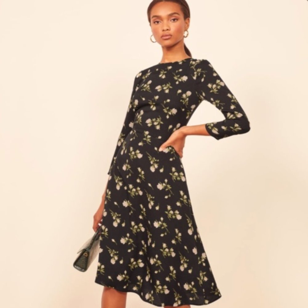 Reformation Floral Print Midi Dress Size 6